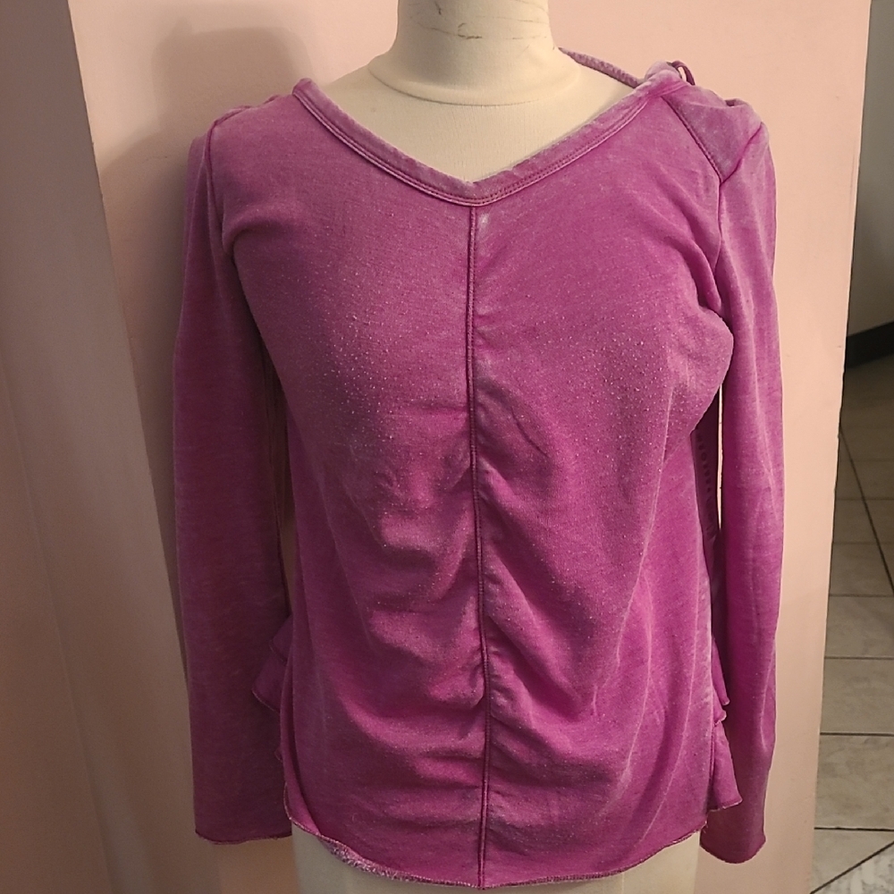 Calvin Klein Cozy Pink V-Neck Sweatshirt Size Lg